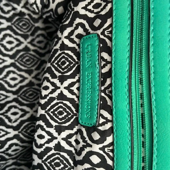 Urban Expressions Green Vegan Leather Purse with Accent Zippers. - Picture 5 of 5